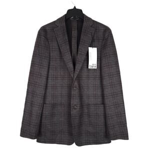 Bar III Men's Slim-Fit Stretch Knit Sport Coat Blazer Brown Plaid 40L NWT
